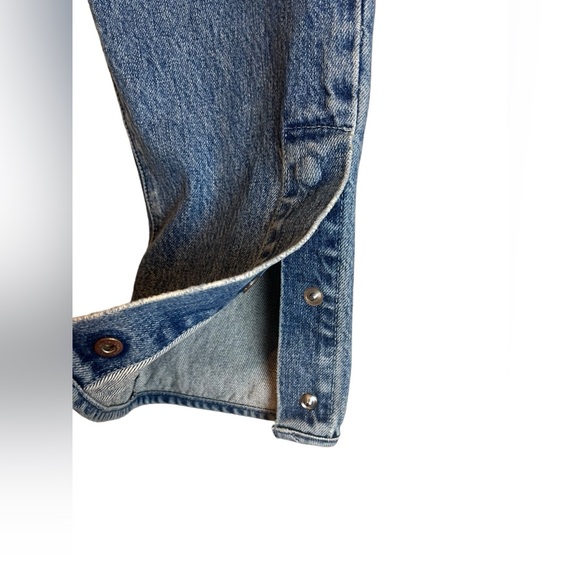 RtA Matisse Straight Leg Jeans Size Small Blue Button Fly Drawstring Anke Crop - Picture 10 of 11